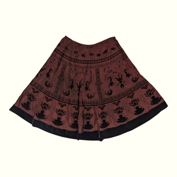 VTG 90s JBS Velvet Accent Slip Circle Skirt Goth Whimsigoth Witchy Dark Medium - Picture 1 of 6